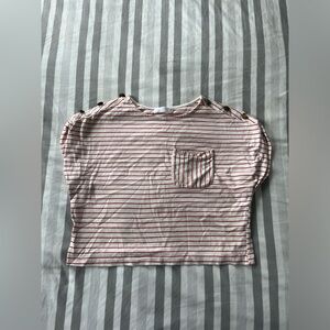 white and red striped t-shirt